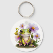 Porte-clés Cute Frog en Fleurs, sac à dos, étiquette (Recto)