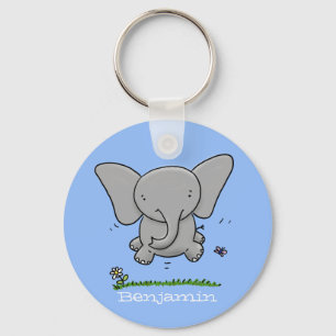 Porte-clés Cute funny baby elephant jump illustration cartoon