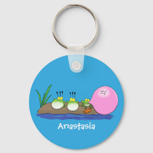 Porte-clés Cute funny frogs bubblegum cartoon illustration