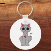 Porte-clés Cute Funny Happy Grey Chat (Recto)