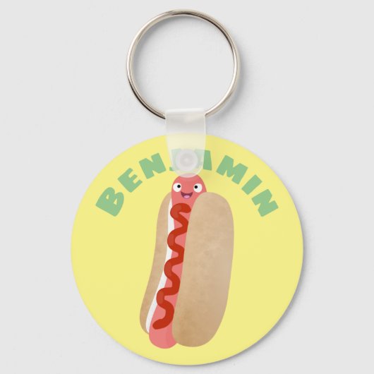 Porte-clés Cute funny hot dog Weiner cartoon (Recto)