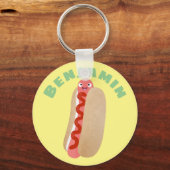 Porte-clés Cute funny hot dog Weiner cartoon (Recto)