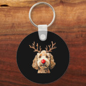Porte-clés Cute Funny Reindeer Santa Goldendoodle Christmas T (Recto)