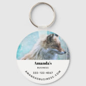 Porte-clés Cute Furry Fox sur Blue Grunge Arrière - plan Busi (Verso)