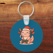 Porte-clés Cute Gamer Axolotl Christmas Design  (Recto)