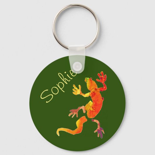Porte-clés Cute gecko lézard reptile art (Recto)