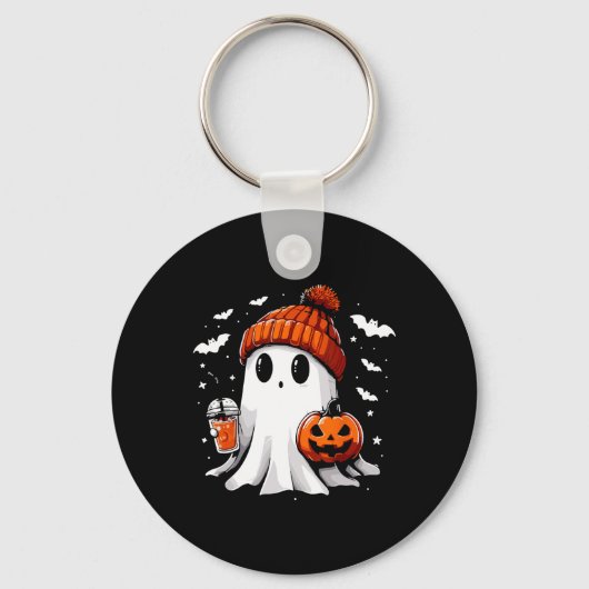Porte-clés Cute Ghost Boire Café Halloween Ghost Café (Recto)