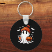 Porte-clés Cute Ghost Boire Café Halloween Ghost Café (Recto)