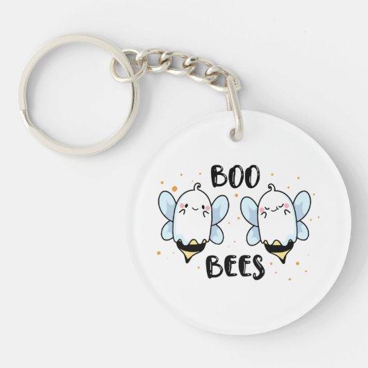 Porte-clés Cute Ghost Boo Bees - Funny Halloween sur blanc (Devant)