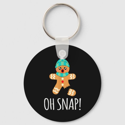 Porte-clés Cute Gingerbread Man Funny Christmas Oh Snap (Recto)