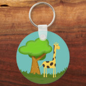 Porte-clés Cute Giraffe and Tree Art Personalised Keychain (Verso)