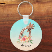 Porte-clés Cute Giraffe Aquarelle Maman & Bébé (Recto)