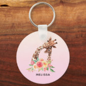 Porte-clés Cute Giraffe Aquarelle Maman & Bébé (Recto)