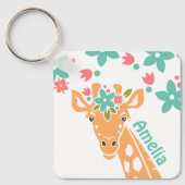Porte-clés Cute Giraffe avec Flower Crown Personalised (Recto)