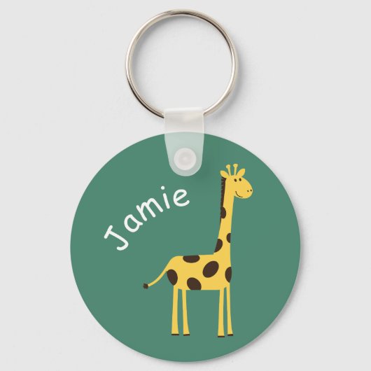 Porte-clés Cute Giraffe Personnalisé Vert (Recto)
