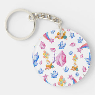 Porte-clés Cute Girl rose Nom Unicorne personnalisée 
