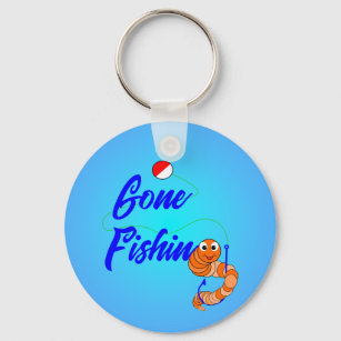 Porte-clés Cute Gone Fishing Cartoon Fishing Worm and Bobber