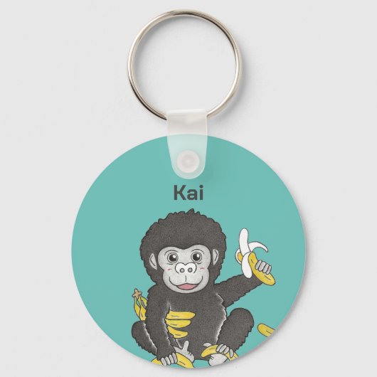Porte-clés Cute Gorilla Nom animal Porte - clé (Recto)