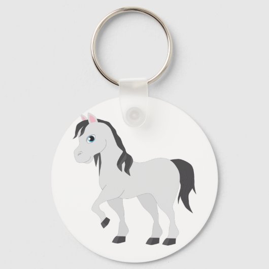 Porte-clés Cute Gray Pony Cartoon Whimsical Horse (Recto)