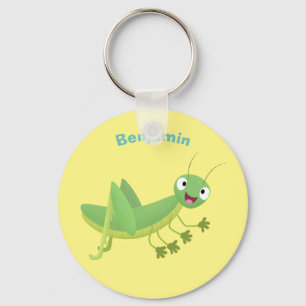 Porte-clés Cute green happy grasshopper cartoon