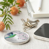 Porte-clés Cute Green Hummingbird Cherry Blossom Ajouter Nom (Côté)
