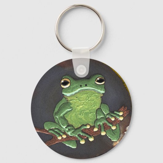 Porte-clés Cute Green Tree Grenouille Animaux Amateurs Cadeau (Recto)