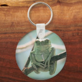 Porte-clés Cute grenouille verte assise sur une branche (Recto)