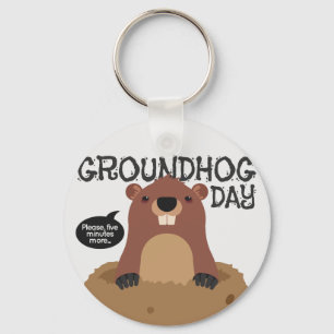 Porte-clés Cute groundhog day cartoon illustration