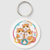 Porte-clés Cute Hamster Trio in Colorful Rings (Verso)