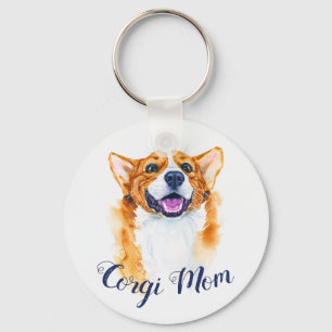 Porte-clés Cute Hand-Painted Watercolor Corgi Dog Parent
