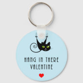 Porte-clés Cute Hang in There Valentine Hanging Chat noir (Recto)