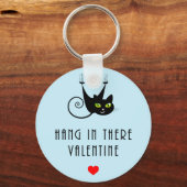 Porte-clés Cute Hang in There Valentine Hanging Chat noir (Recto)