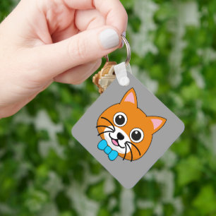 Porte-clés Cute Happy Ginger Cat avec Papillon