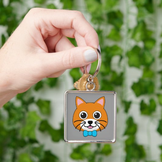 Porte-clés Cute Happy Ginger Cat avec Papillon (main)