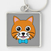 Porte-clés Cute Happy Ginger Cat avec Papillon (Devant)