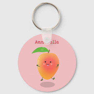 Porte-clés Cute happy mango yellow cartoon illustration