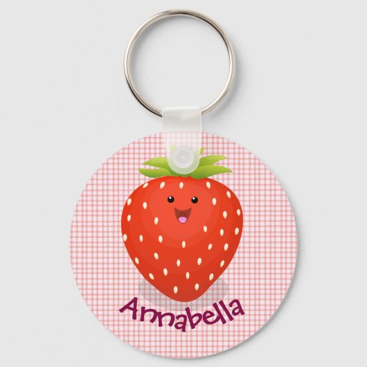Porte-clés Cute happy strawberry cartoon illustration (Recto)