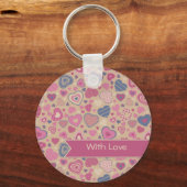Porte-clés Cute Hearts motif - Rose beige (Recto)