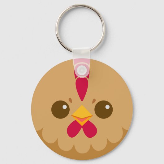Porte-clés Cute Hen / Visage de poulet (Recto)