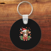 Porte-clés Cute Highland Cow Lover Santa Hat Western Christma (Recto)