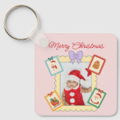 Porte-clés Cute Holiday Collage with Festive Pastel Frames (Recto)