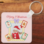 Porte-clés Cute Holiday Collage with Festive Pastel Frames (Verso)