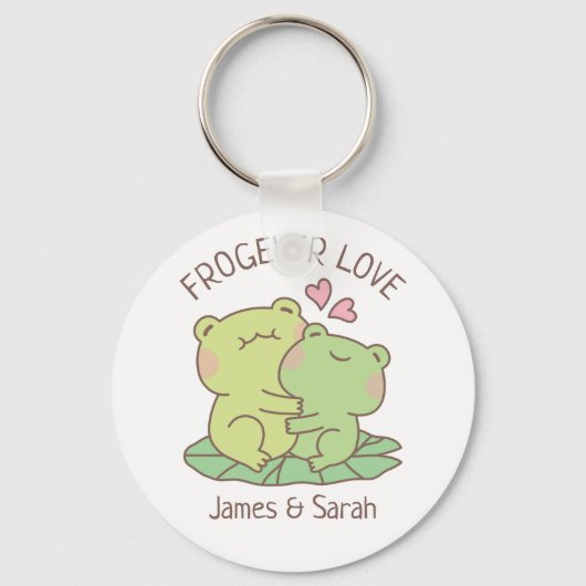 Porte-clés Cute Hugging Frogs Frogever Love Pun (Recto)