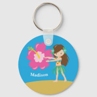 Cute Hula Girls Custom Blue Beach Monogramme