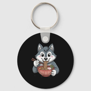 Porte-clés Cute Husky Manger Ramen Japonais Kawaii Dog Noodle