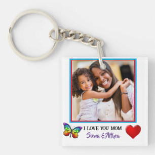 Porte-clés Cute I Lote You Mom Photo personnalisée et nom