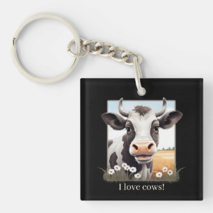 Porte-clés Cute I love vaches personnalisable