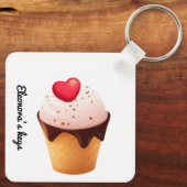 Porte-clés Cute Ice Cream Cone with Heart (Verso)