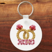 Porte-clés Cute intertwined knitted wedding rings with pink  (Recto)