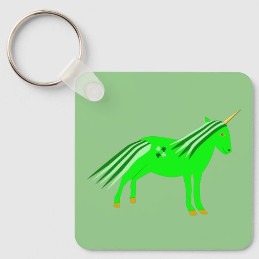 Porte-clés Cute Irlandais Green et or Unicorn Custom (Recto)